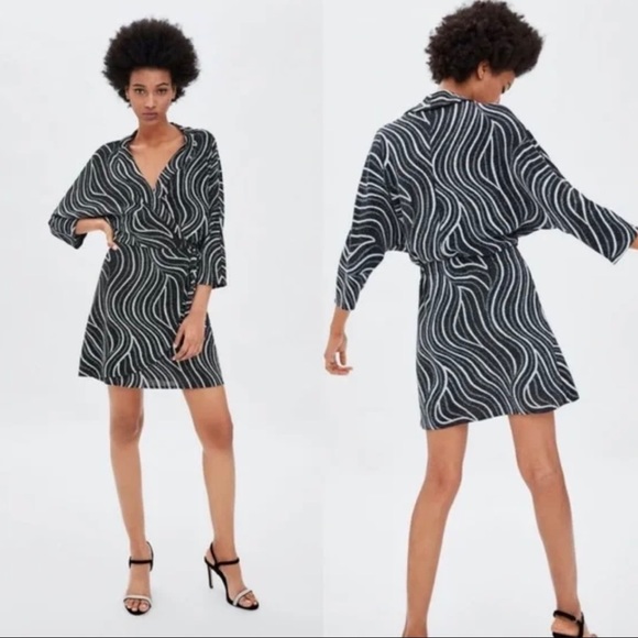Zara Dresses & Skirts - NWOT Zara Glitter Sparkly Wrap Dress